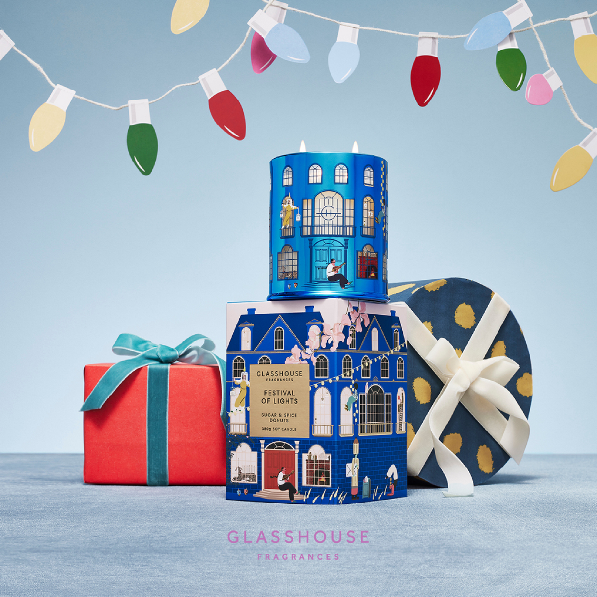 Christmas Candle Festival of Lights Candle 380g Glasshouse