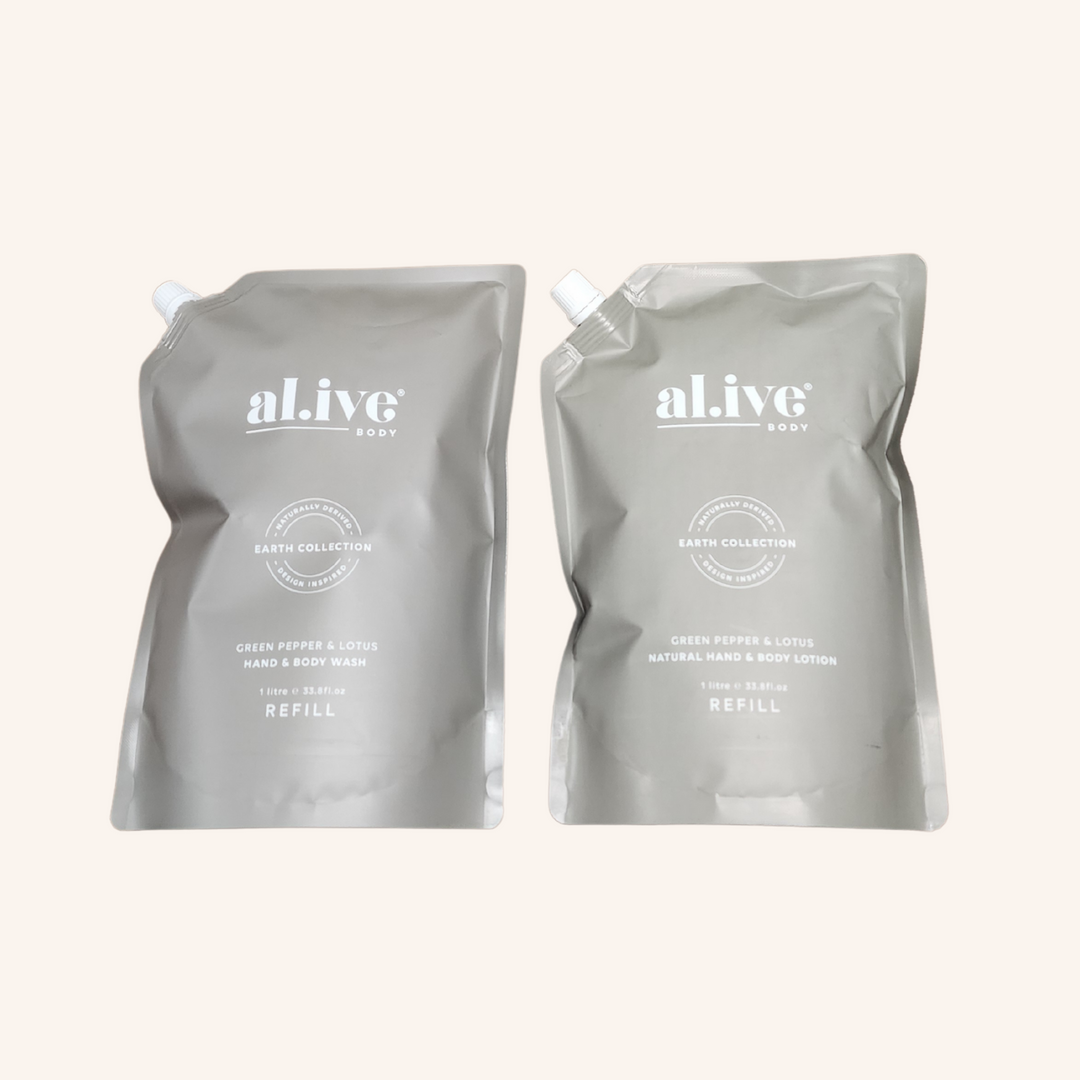 Green Pepper & Lotus Wash & Lotion Refill Bundle | al.ive body