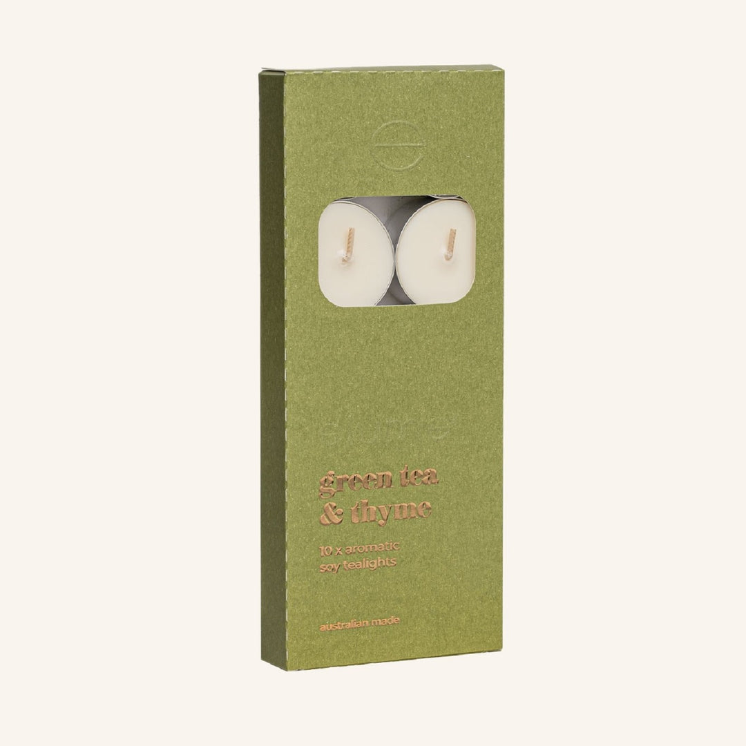 Green Tea & Thyme Tealights | Elume