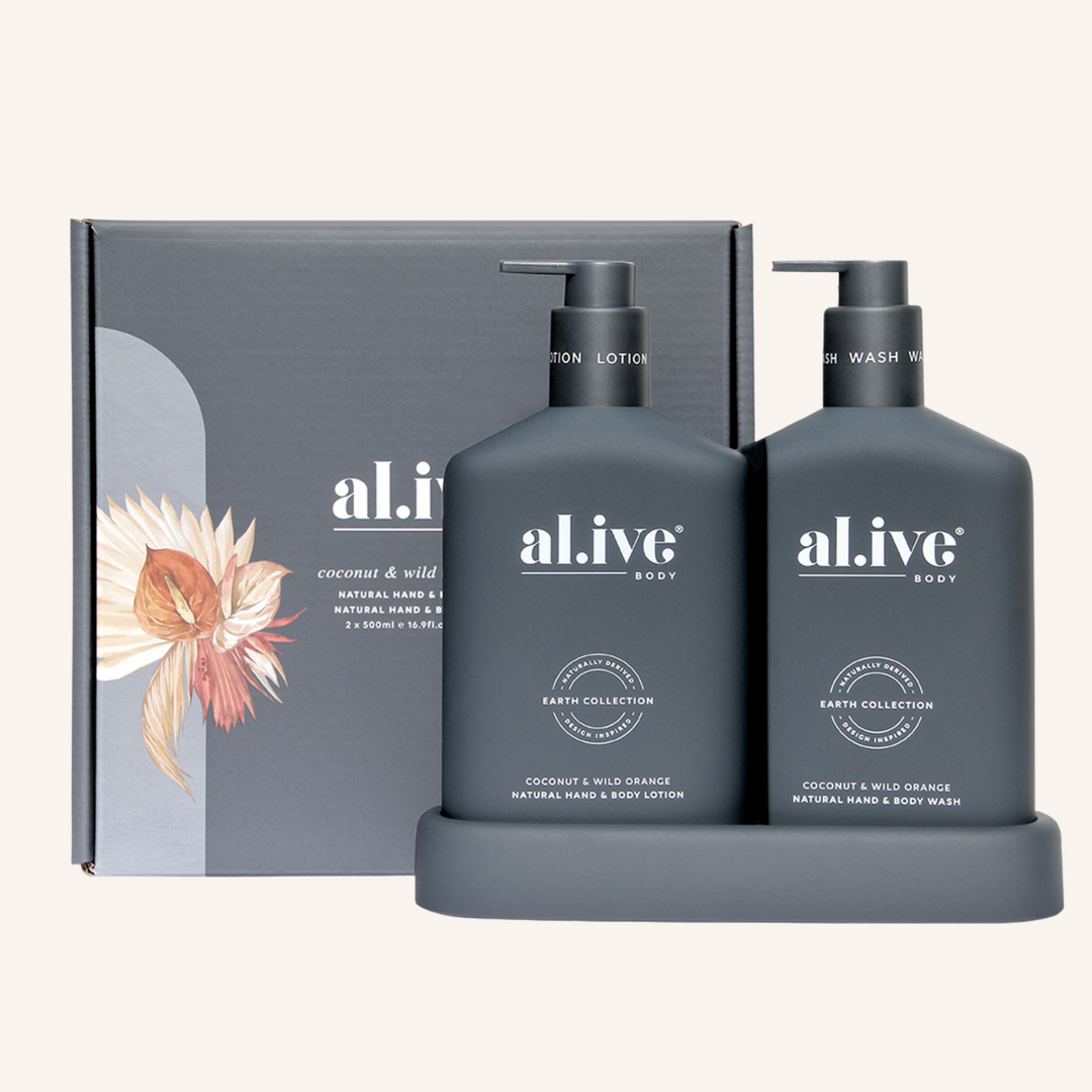 Hand & Body Wash & Lotion + Tray - Coconut & Wild Orange | al.ive body