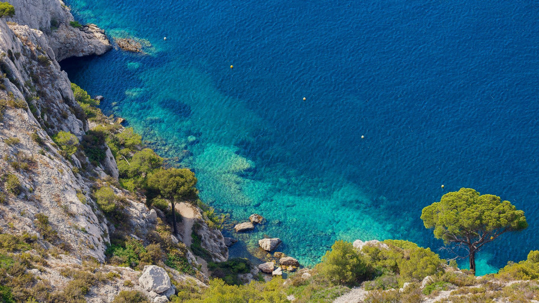 Blue waters off the South of France coastline