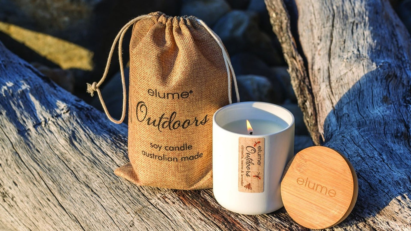 Elume outdoor scented candle collection