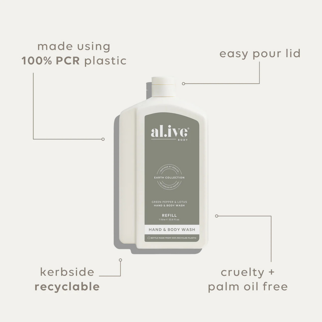 1L Wash Refill - Green Pepper & Lotus | al.ive body