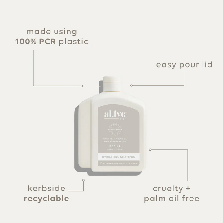 650ml Shampoo Refill - White Tea & Argan Oil | Al.ive Body