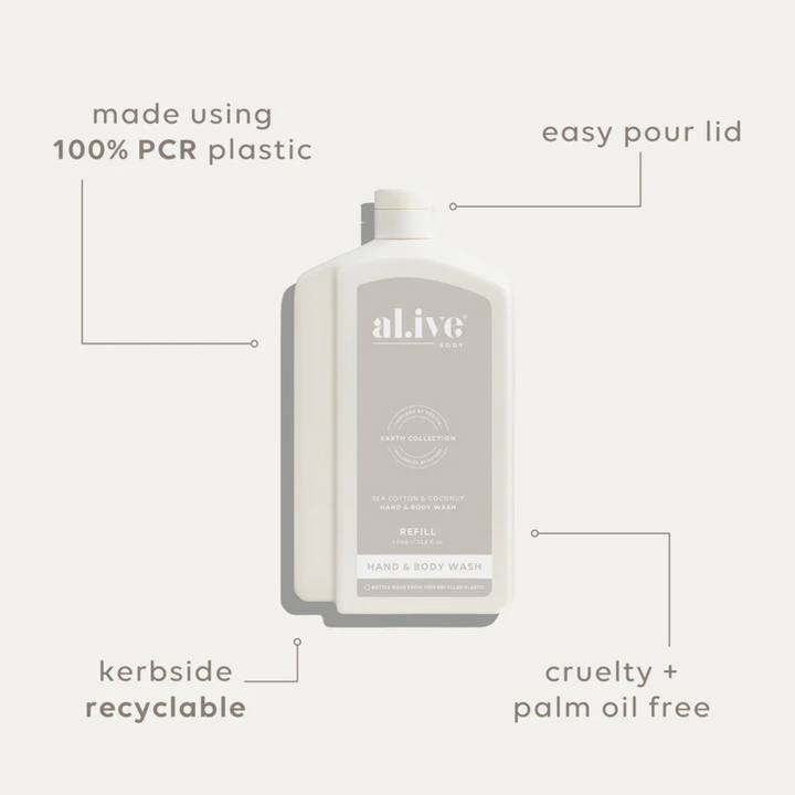 1L Wash Refill - Sea Cotton & Coconut | al.ive body
