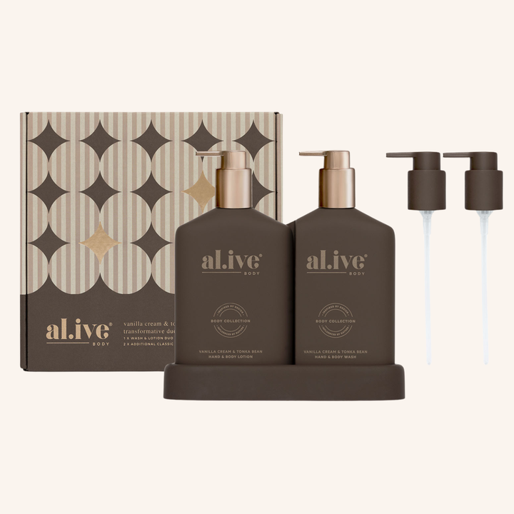 al.ive body Transformative Bathroom Duo Vanilla Cream & Tonka Bean