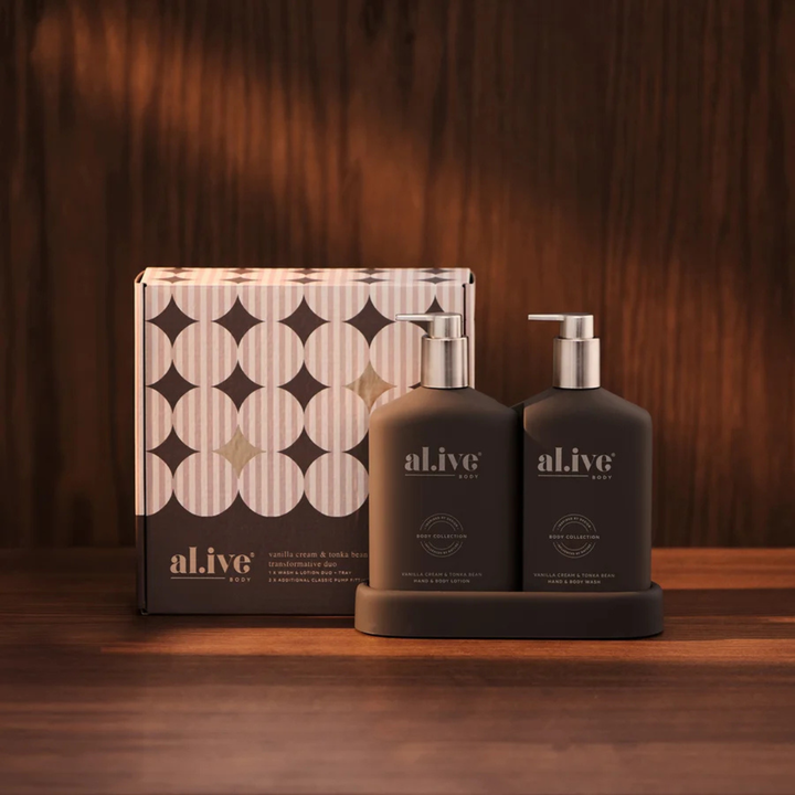 al.ive body Transformative Bathroom Duo Vanilla Cream & Tonka Bean