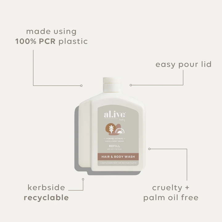 650ml Baby Wash Refill - Calming Oatmeal | al.ive body