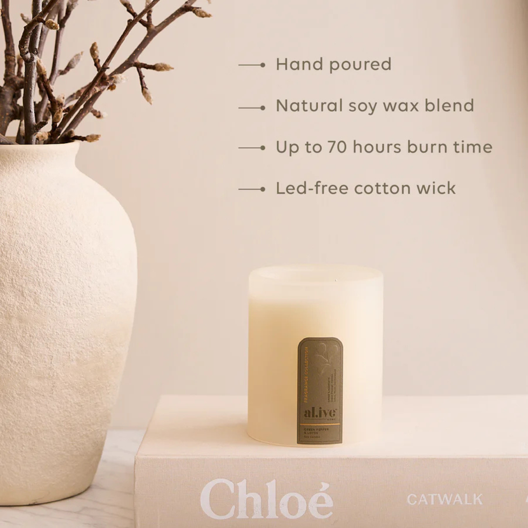 Soy Candle Green Pepper & Lotus | Al.ive Body