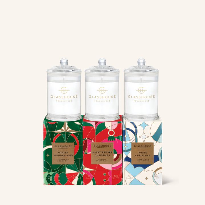 Limited Edition Christmas Trio 3 x 60g Soy Candle | Glasshouse Fragrances