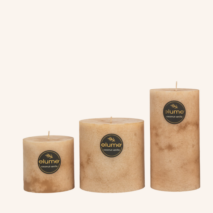 Coconut Vanilla Bean 3x3 Pillar Candle | Elume