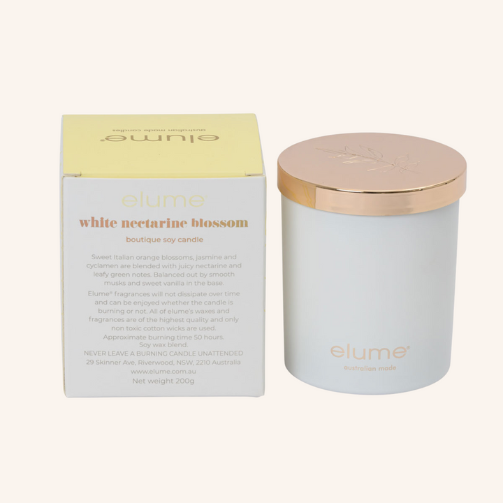 Boutique Soy Candle - White Nectarine Blossom | Elume