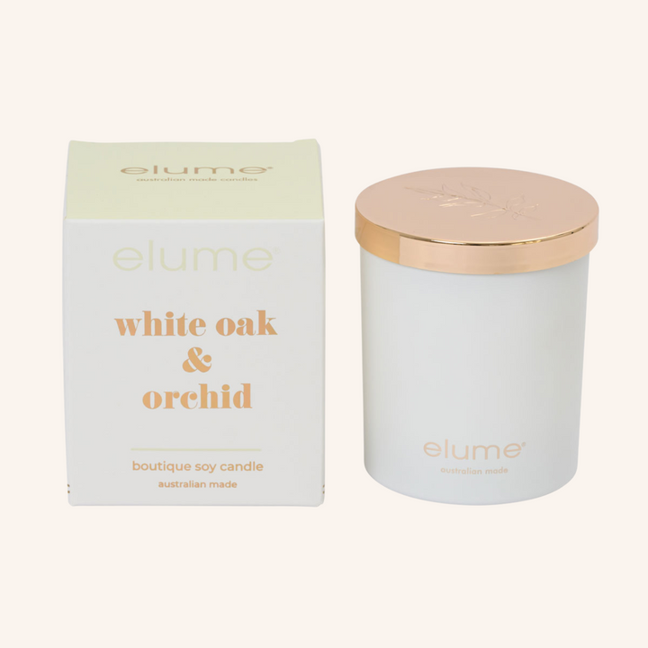 Boutique Soy Candle - White Oak & Orchid| Elume