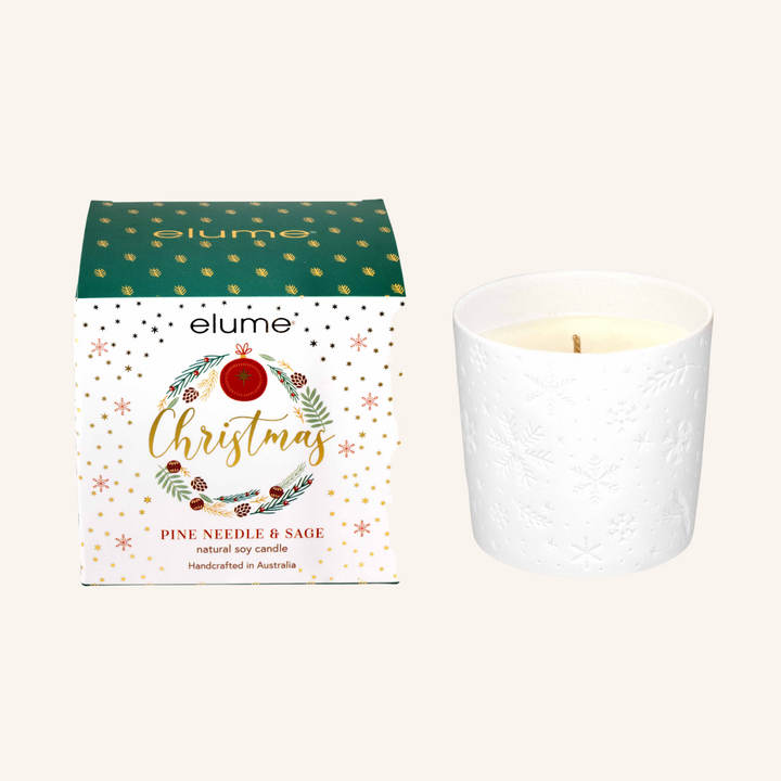 Elegant Pine Needle & Sage Christmas Candle  | Elume