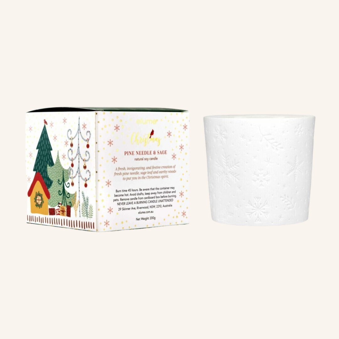 Elegant Pine Needle & Sage Christmas Candle  | Elume