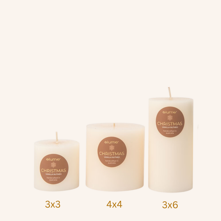 Christmas Vanilla Nutmeg 3x3 Pillar Candle | Elume