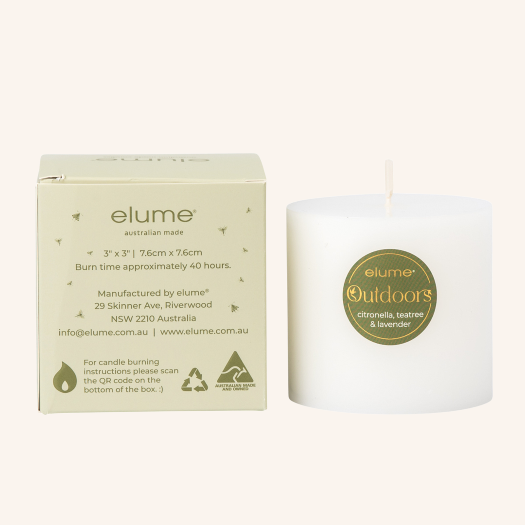White Citronella 3x3 Pillar Candle | Elume