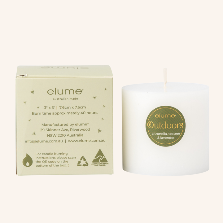 White Citronella 3x3 Pillar Candle | Elume