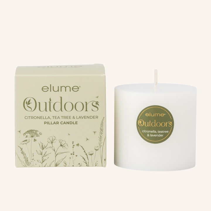 White Citronella 3x3 Pillar Candle | Elume