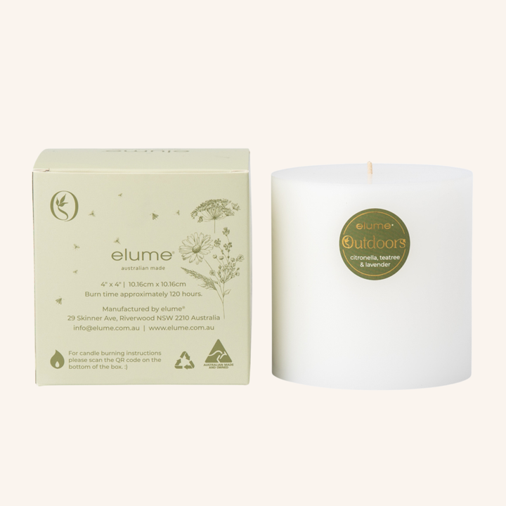White Citronella 4x4 Pillar Candle | Elume