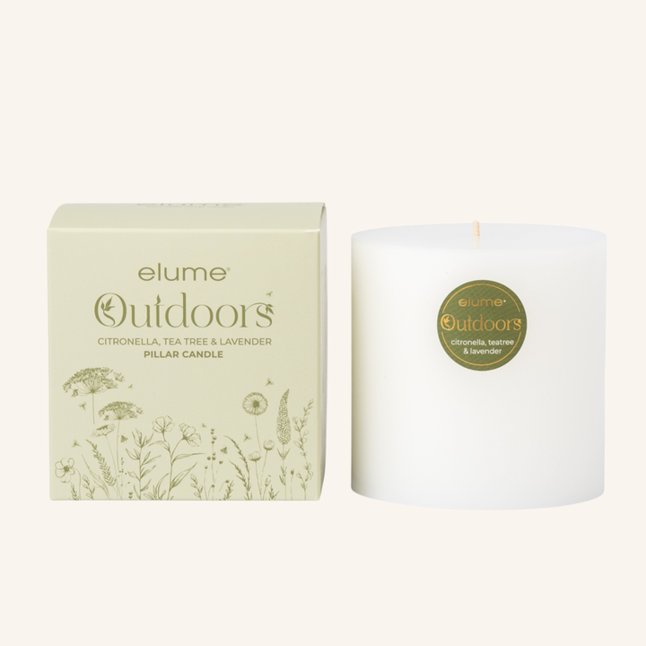 White Citronella 4x4 Pillar Candle | Elume
