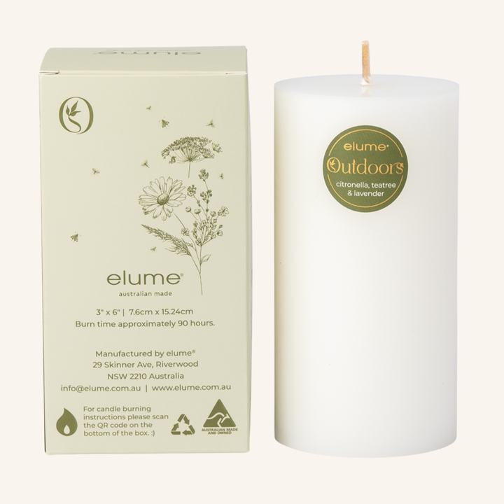 White Citronella 3x6 Pillar Candle | Elume