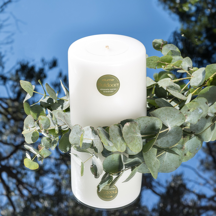 White Citronella 3x3 Pillar Candle | Elume