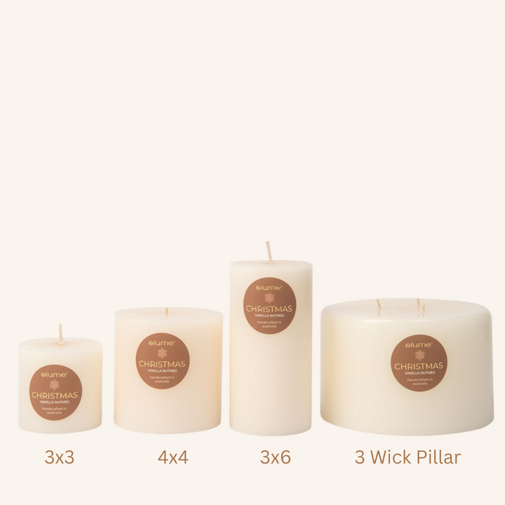Christmas Vanilla Nutmeg 3x3 Pillar Candle | Elume