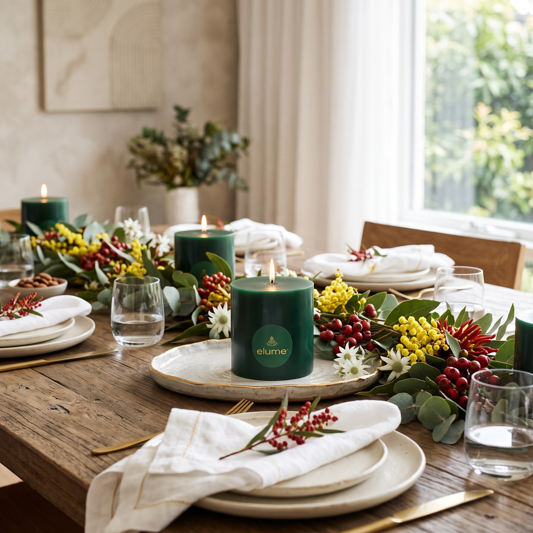 elume Frosted Pine 4x4 Green Pillar Candle