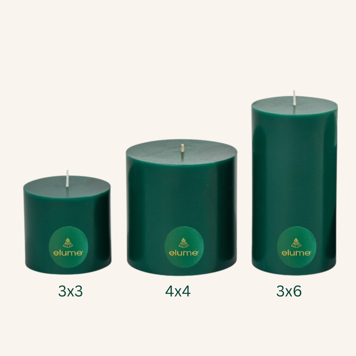 elume Frosted Pine 3x3 Green Pillar Candle