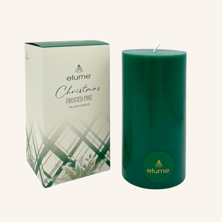 elume Frosted Pine 3x6 Green Pillar Candle