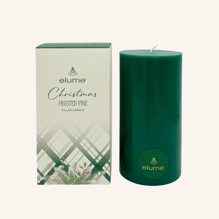 elume Frosted Pine 3x6 Green Pillar Candle