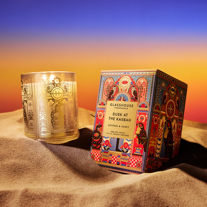 Glasshouse Dusk at the Kasbah Saffron & Honey 380g Soy Candle