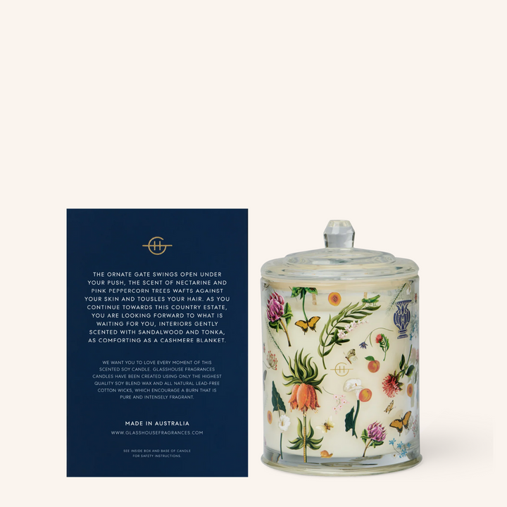 Country Couture Cashmere & Nectarine 380g Soy Candle | Glasshouse Fragrances