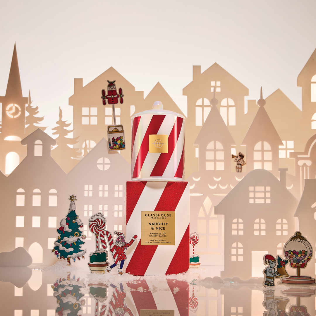 Naughty & Nice Handful Of Candy Canes 380g Soy Candle | Glasshouse