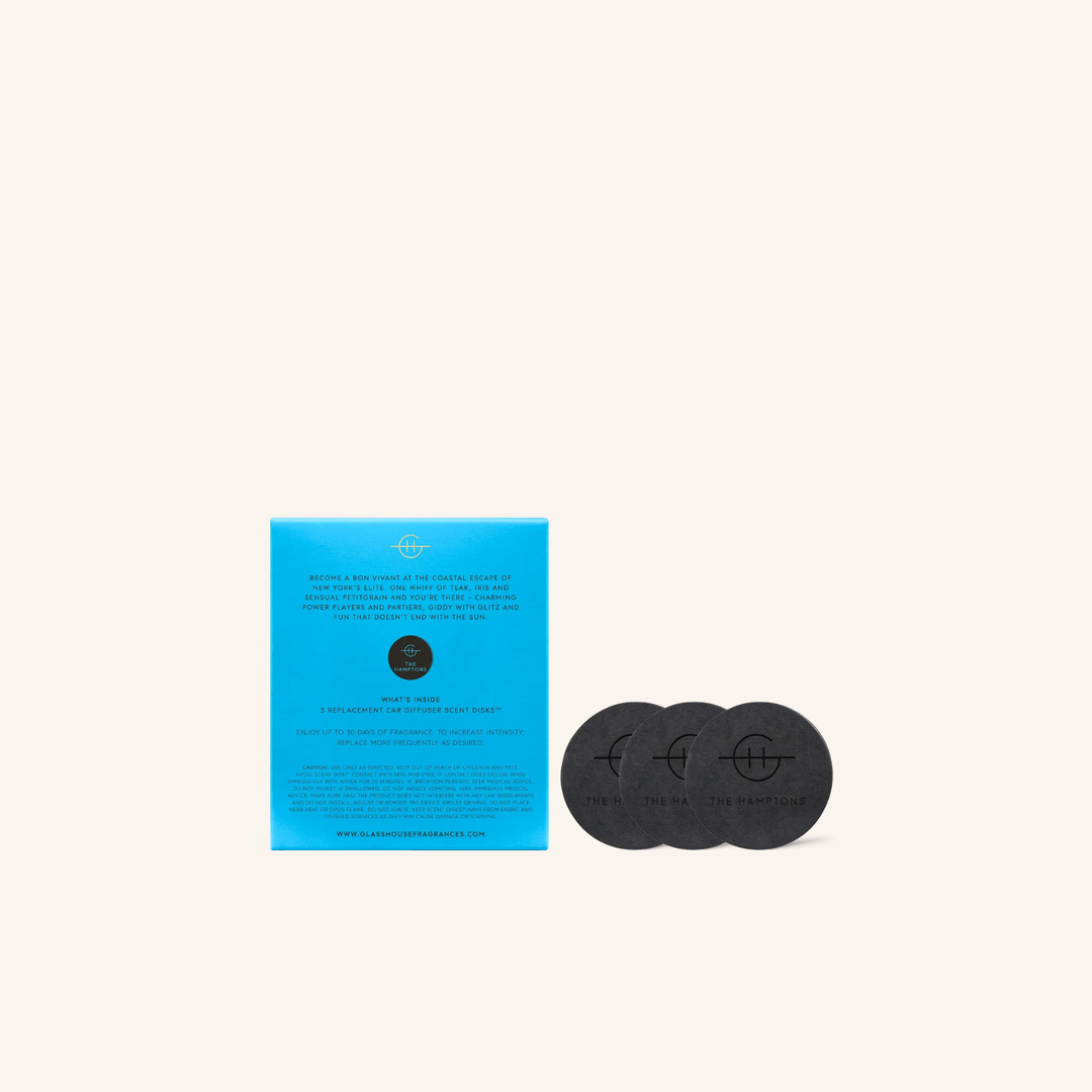 The Hamptons 3 Car Diffuser Refill Disks | Glasshouse