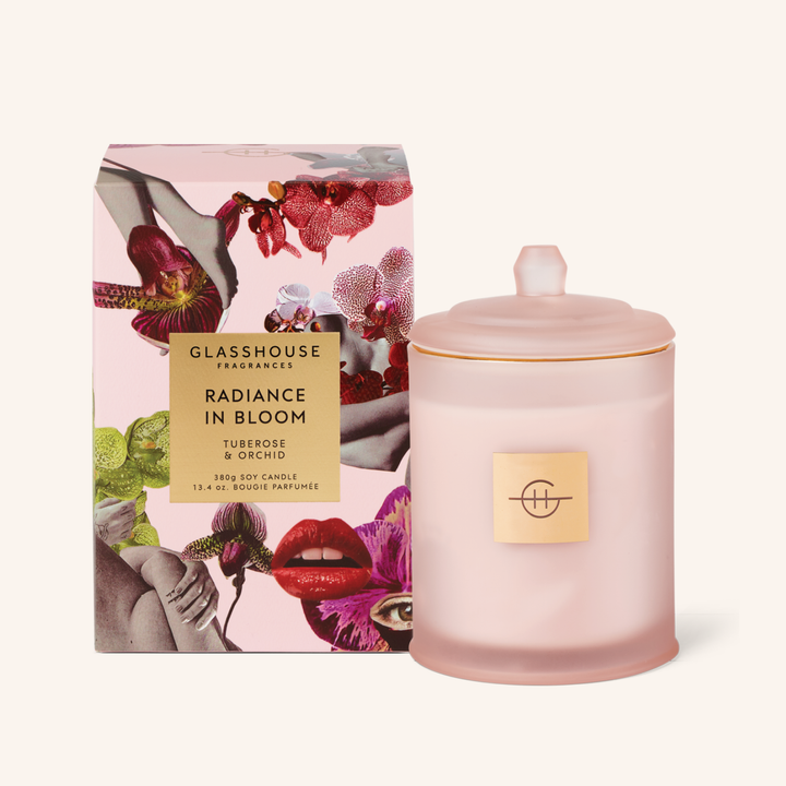 Radiance in Bloom Tuberose & Orchid 380g Soy Candle | Glasshouse Fragrances