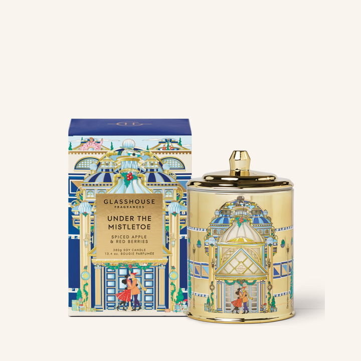 Under the Mistletoe Spiced Apple and Red Berries 380g Soy Candle | Glasshouse