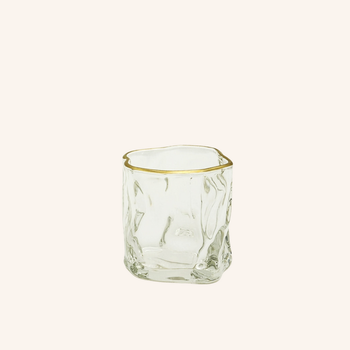 Glass Candle Holder with Gold Rim