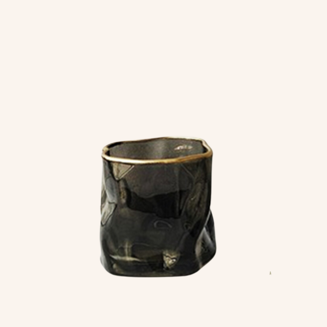 Glass Candle Holder with Gold Rim