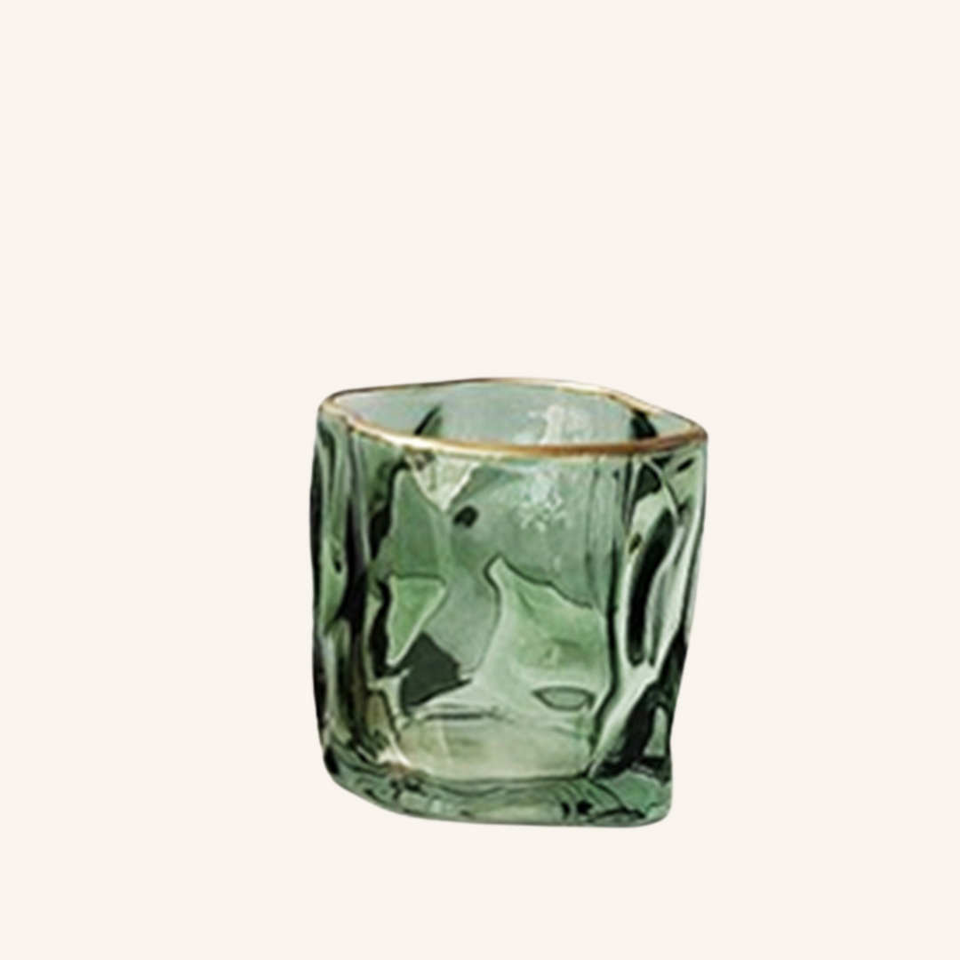 Glass Candle Holder with Gold Rim