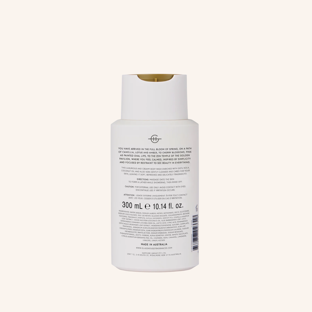 Kyoto in Bloom Camellia & Lotus 300ml Body Wash | Glasshouse Fragrances
