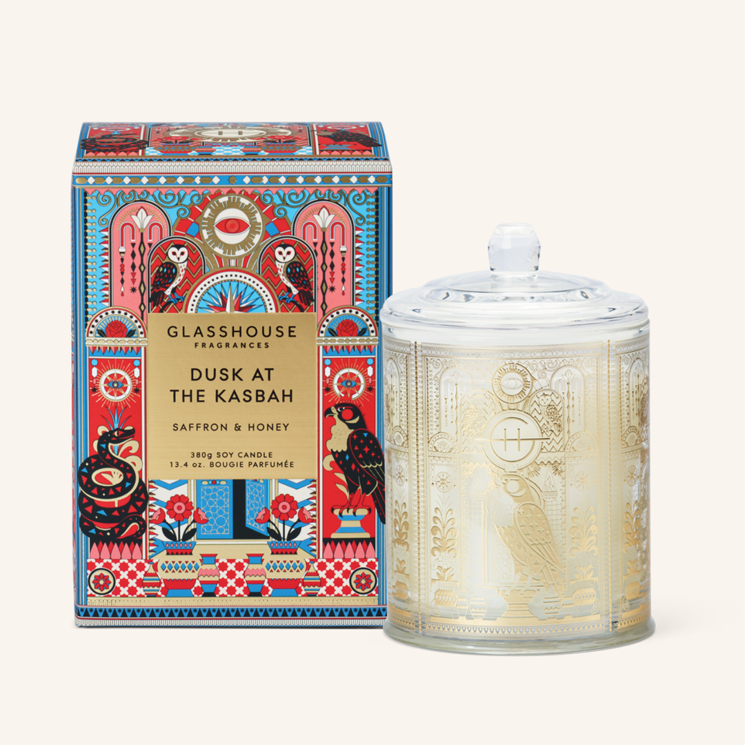 Glasshouse Dusk at the Kasbah Saffron & Honey 380g Soy Candle