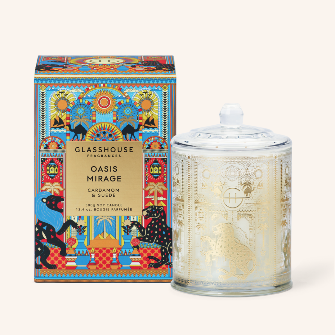 Glasshouse Oasis Mirage Cardamom & Suede 380g Soy Candle