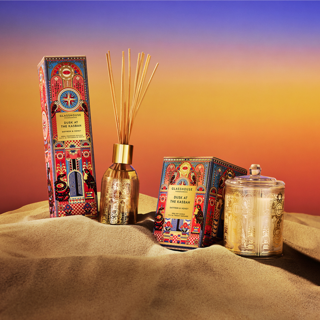 Glasshouse Dusk at the Kasbah Saffron & Honey 380g Soy Candle