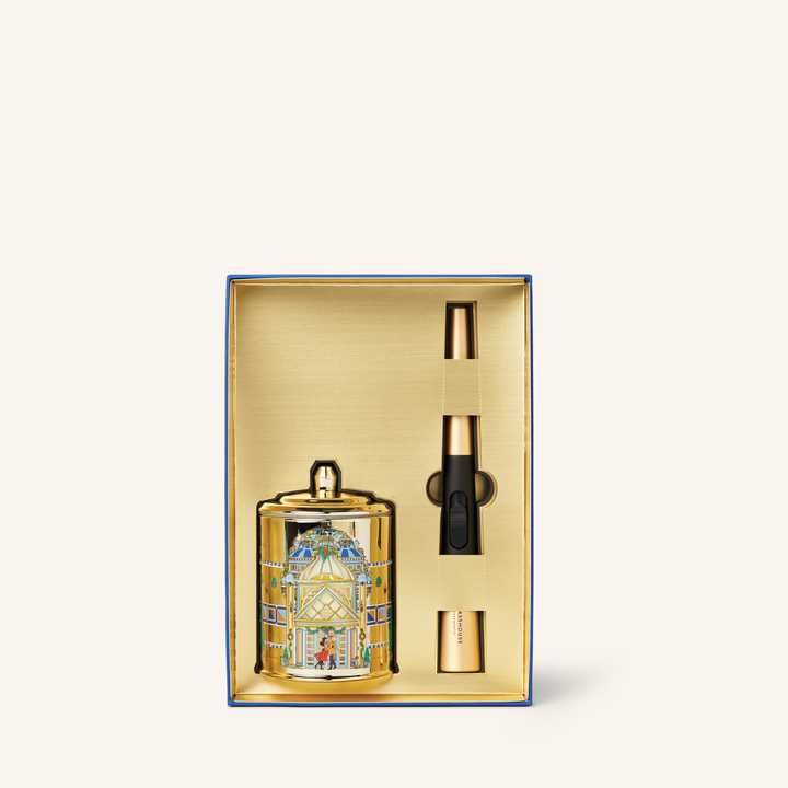 Midnight in Milan 380G Candle & Lighter Christmas Gift Set | Glasshouse Fragrances