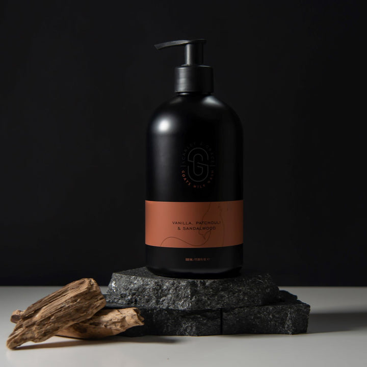 Goats' Milk Hand & Body Wash Vanilla Patchouli and Sandalwood | Scarlet & Grace