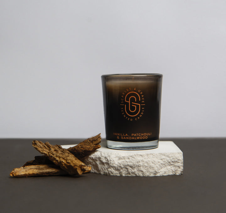 Vanilla Patchouli and Sandalwood 60g Candle | Scarlet & Grace