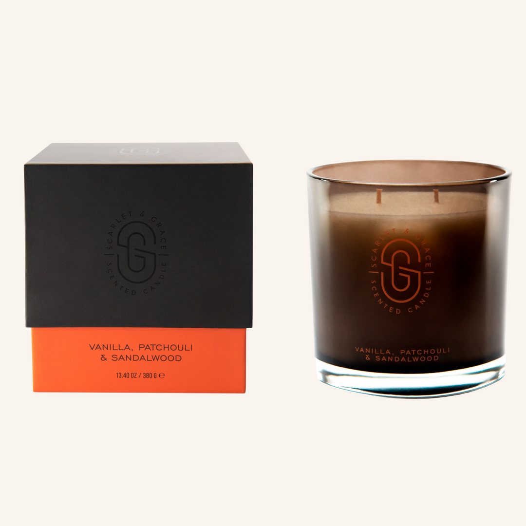 Vanilla Patchouli and Sandalwood 380g Candle | Scarlet & Grace