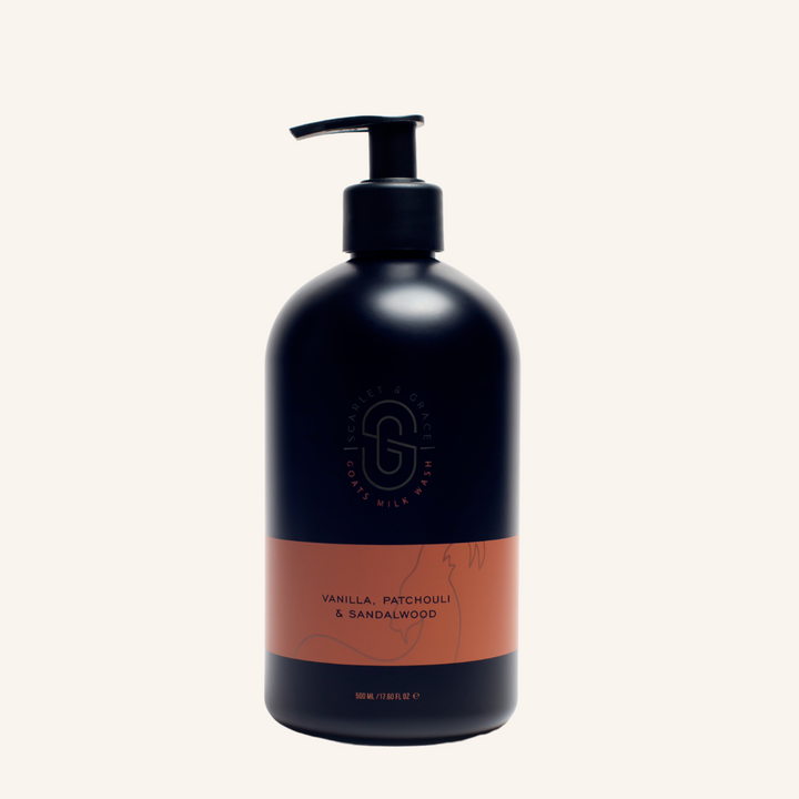 Goats' Milk Hand & Body Wash Vanilla Patchouli and Sandalwood | Scarlet & Grace